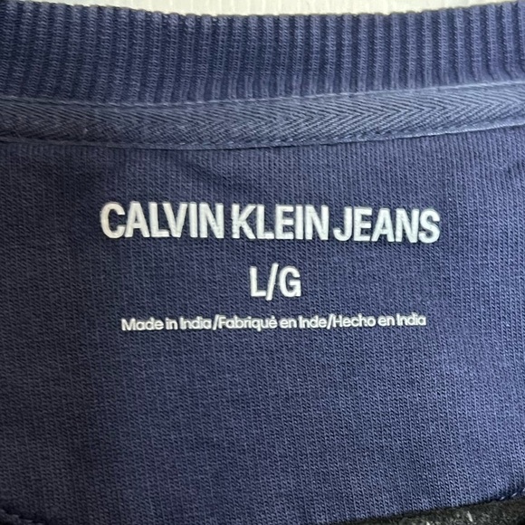 Calvin Klein Men's Mono Logo Crew Neck Sweatshirt - Navy Blue - Size Large - Picture 4 of 6